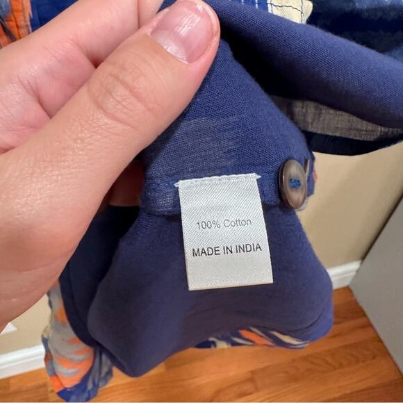 Tuckernuck Banjanan Blue Red Cotton Ikat Long Sleeve Mini Dress XS - Picture 8 of 12